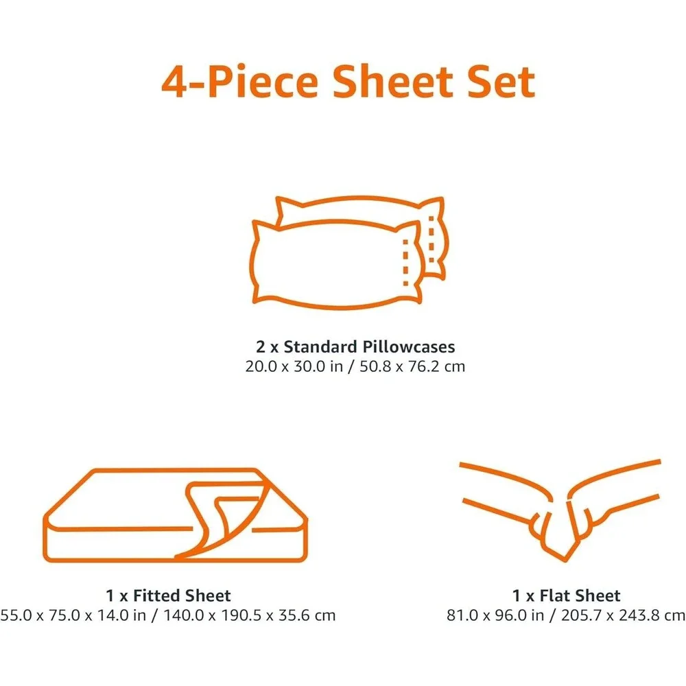 Amazon Basics Microfiber 4-Piece Bed Sheet Set Spa Blue Breathable - Full Size